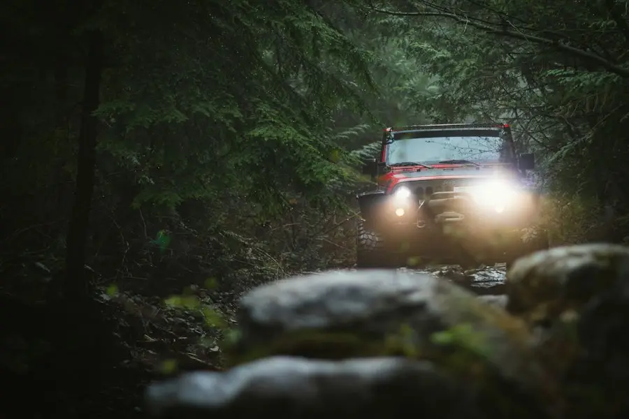 Off-road vehicle on a dirt trail